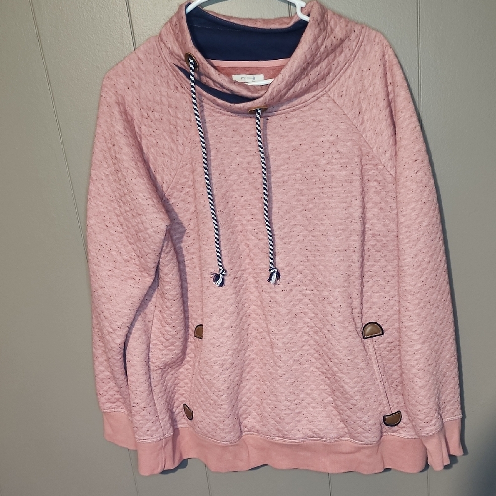 Maurices Pink Quilted Cowl Neck Pullover